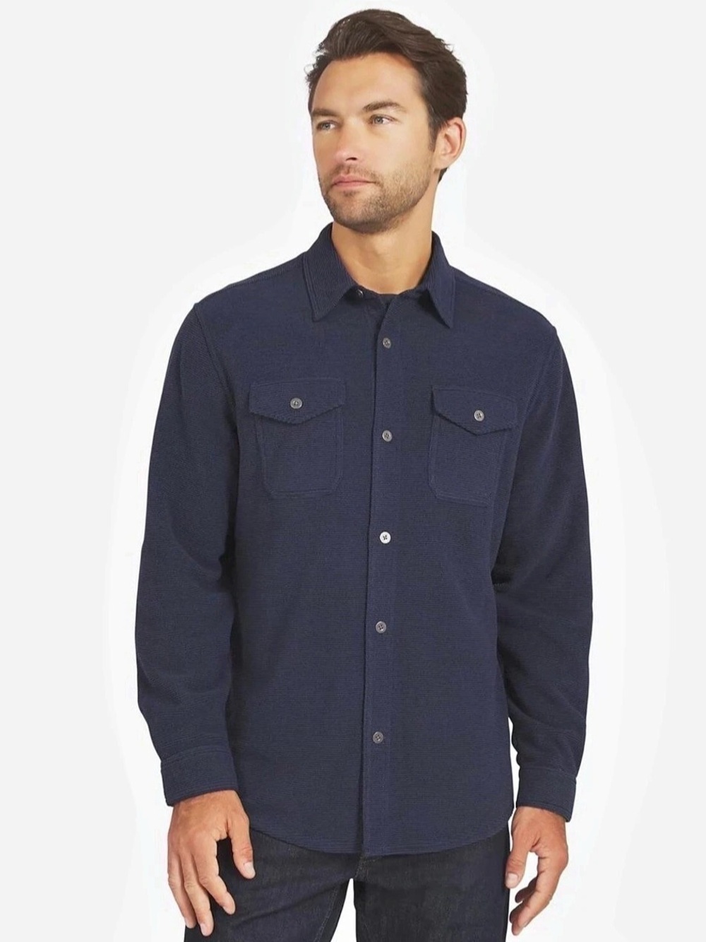 Eddie Bauer Mens Large Chamois Cloth Shirt Navy Blue 100% Cotton Heavy
Flannel